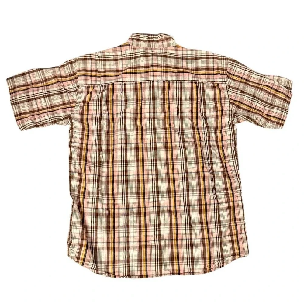 US Expedition Men's Plaid Short Sleeve‎ Shirt Size L Preppy vintage button up
